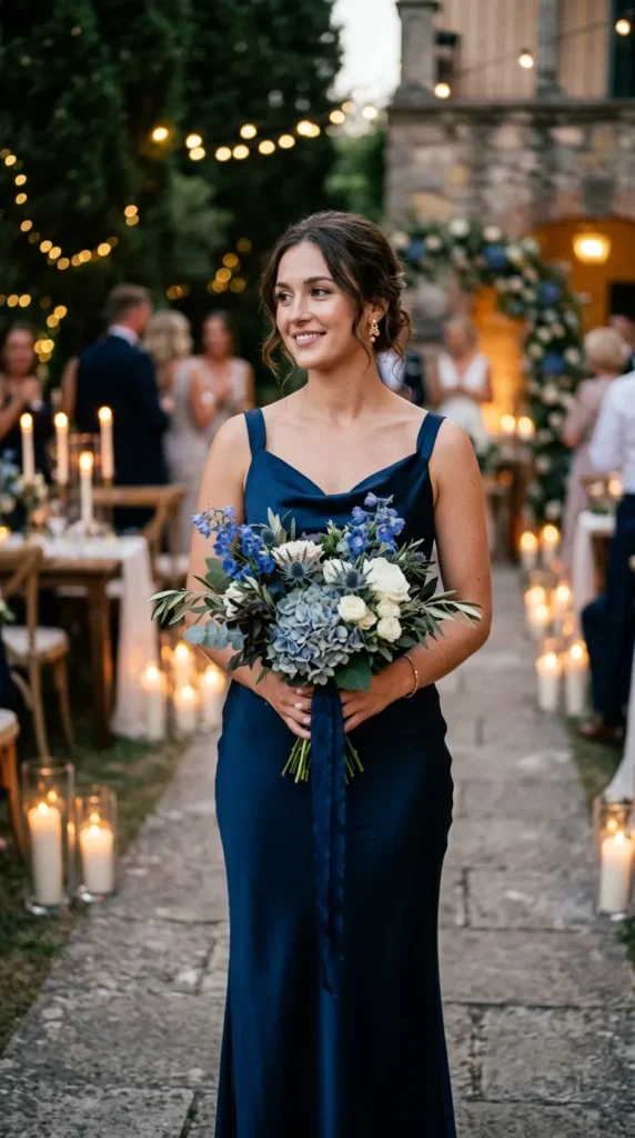Navy Dresses with Moody Blue Florals