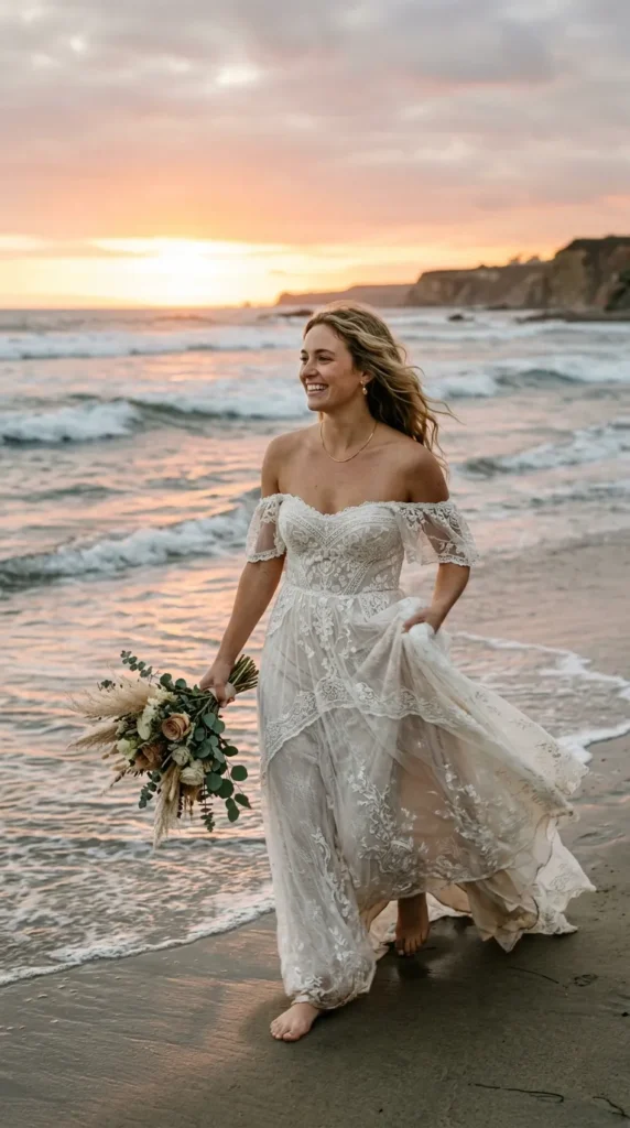 Off-Shoulder Boho Romantic Gown