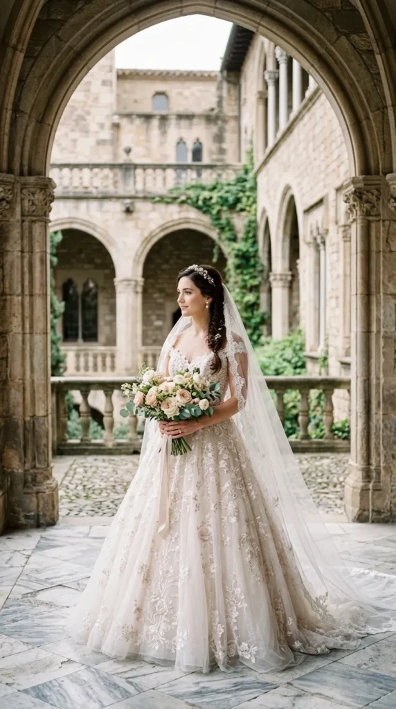 Off-Shoulder Floral Lace Ball Gown
