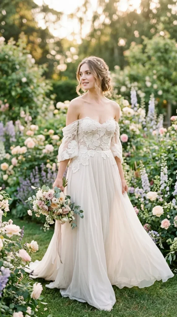 Off-Shoulder Guipure Lace Dress