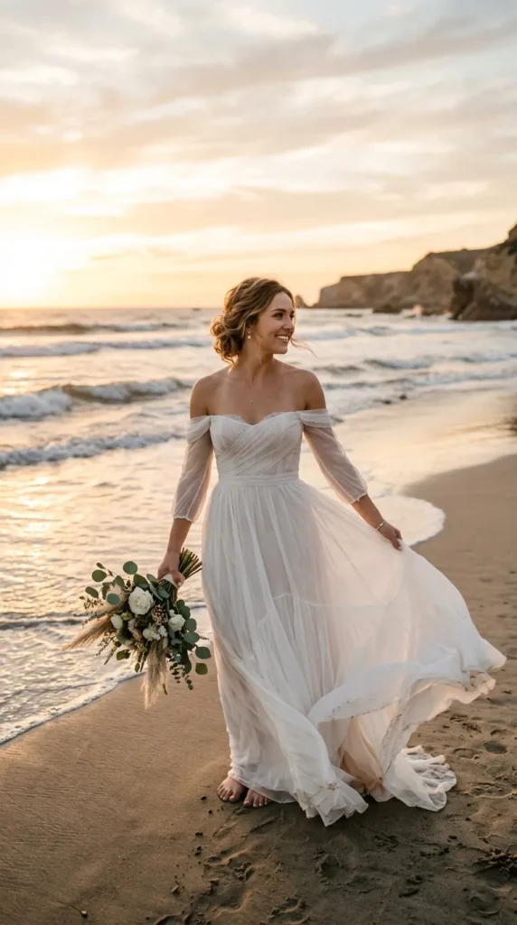 Off-Shoulder Summer Bridal Gown