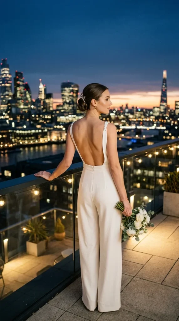 Open-Back Elegant Bridal Jumpsuit