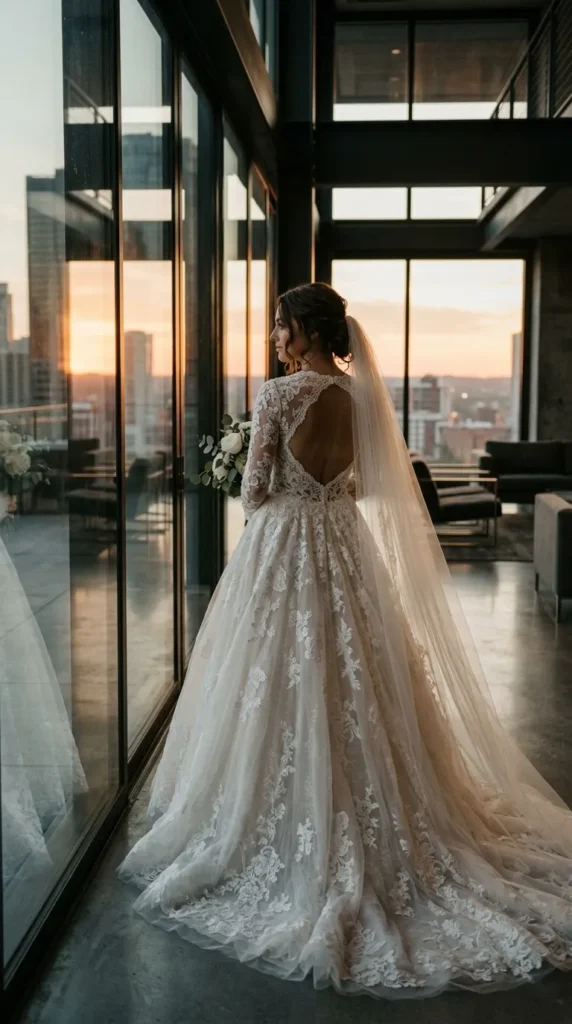 Open-Back Lace Princess Gown