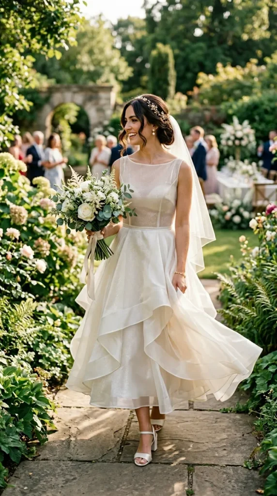 Organza Midi Wedding Dress