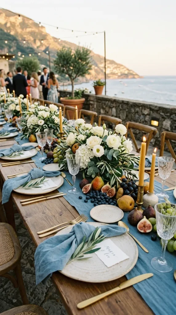 Pair Dusty Blue with Natural Summer Fruits