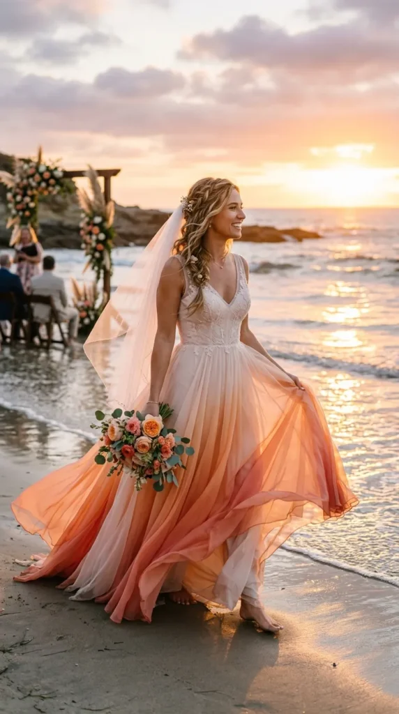 Peach Ombre Bridal Dress