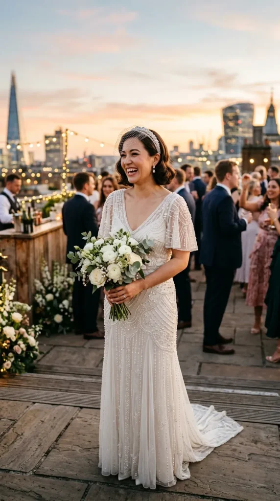 Pearl-Embellished Gatsby Bridal Gown