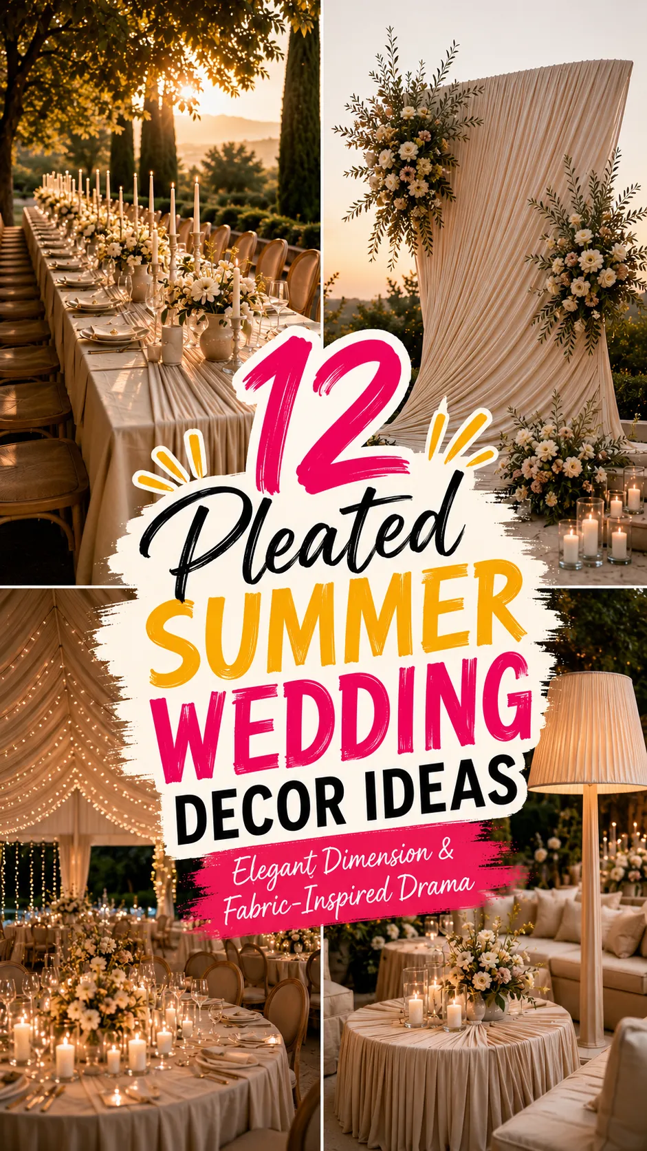 Pleated Summer Wedding Decor Ideas for Elegant Dimension and Fabric-Inspired Drama