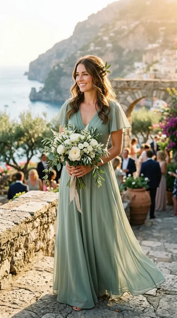 Sage Green Dresses with Olive and Soft White Florals
