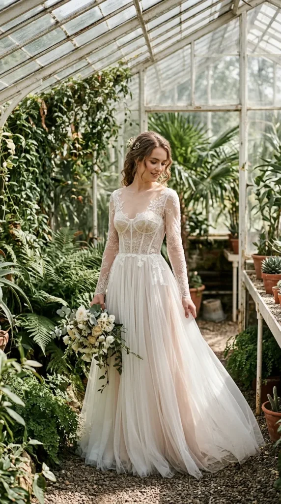 Sheer Corset Lace Bridal Gown