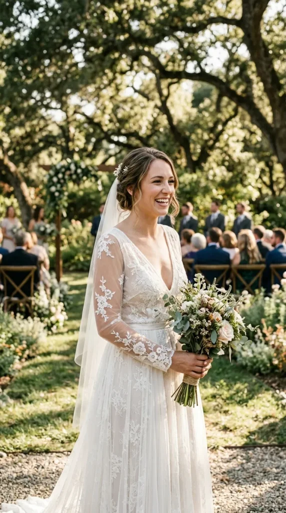 Sheer Sleeve Lace Wedding Dress