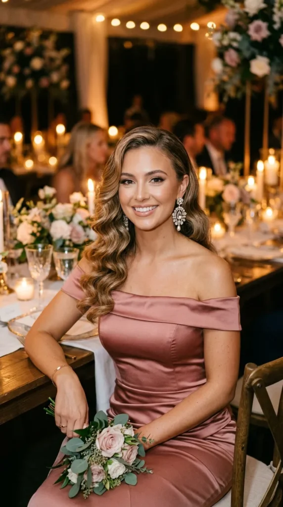 Side-Swept Hollywood Curls