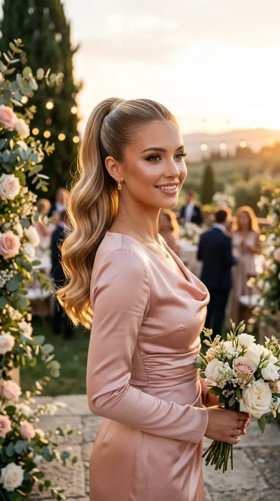 Sleek Crown Ponytails with Textured Ends