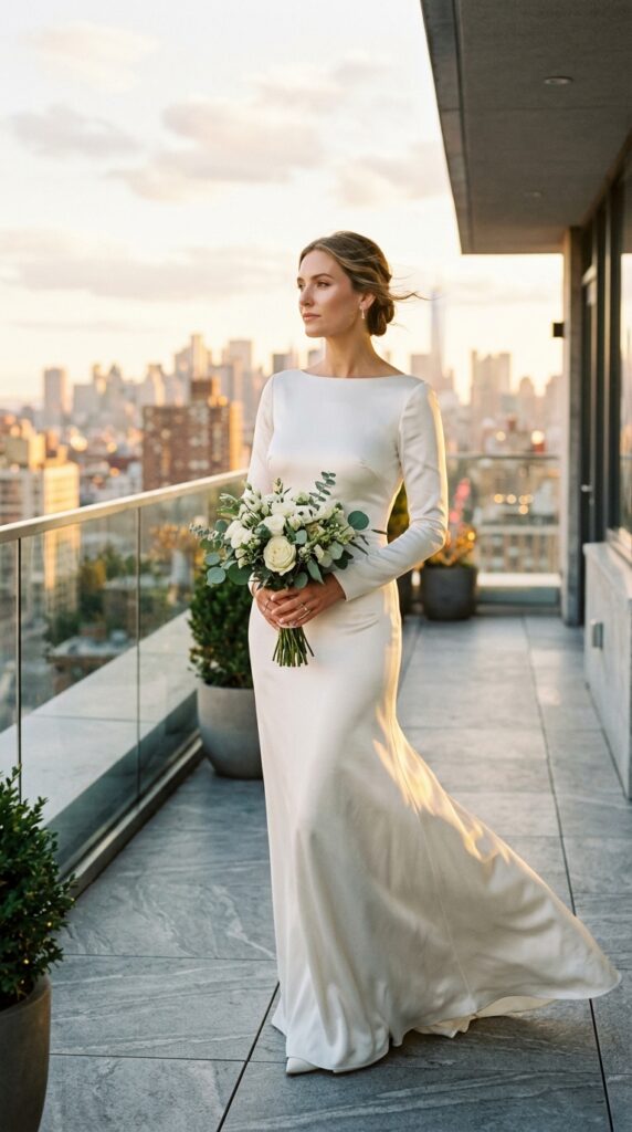 Sleek Satin Column Wedding Dress