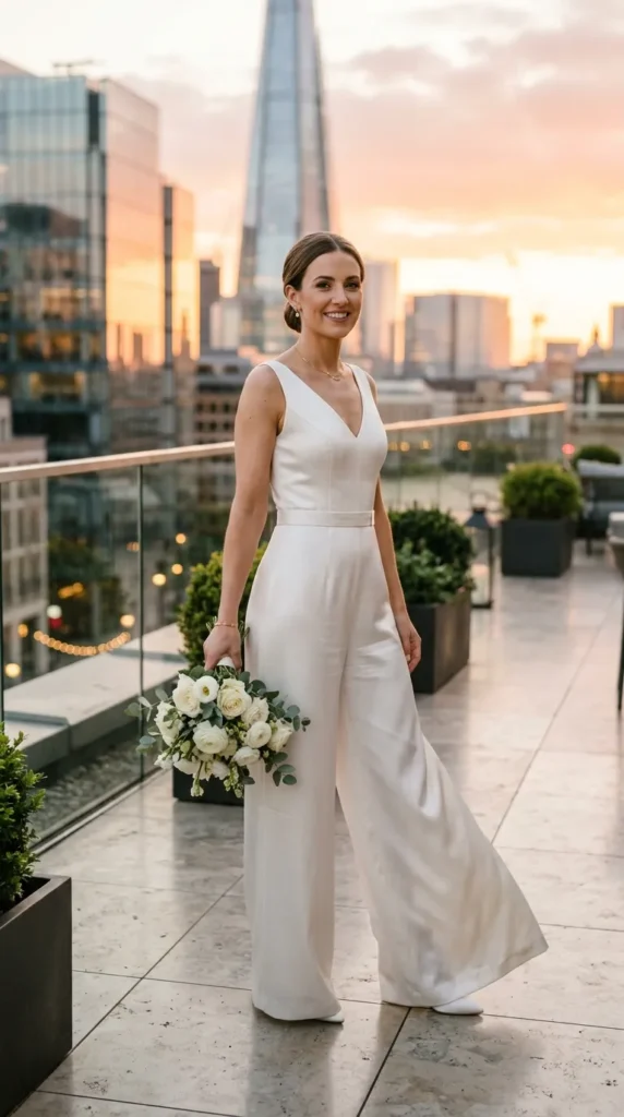 Sleek Satin Wide-Leg Bridal Jumpsuit