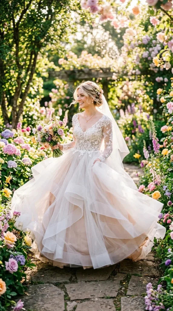 Soft Nude-Layer Ball Gown