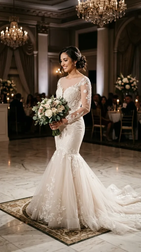 Soft Organza Sleeve Mermaid Dress