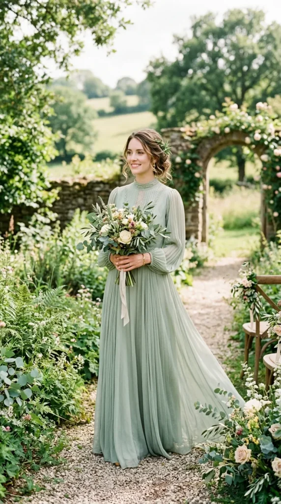 Soft Sage Green Wedding Dress