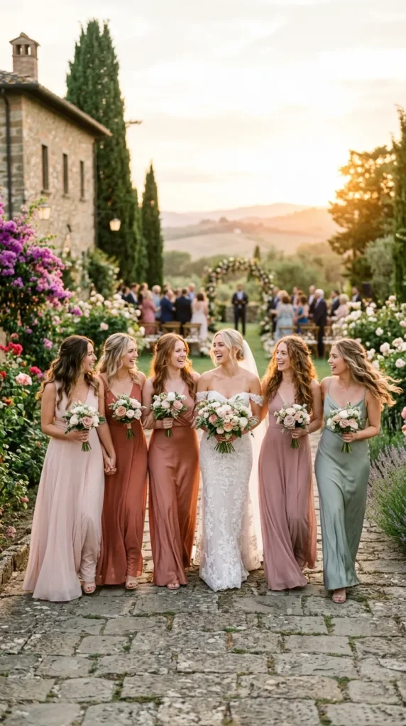 Soft Wavy Bridal Party Styling with Natural Summer Romance