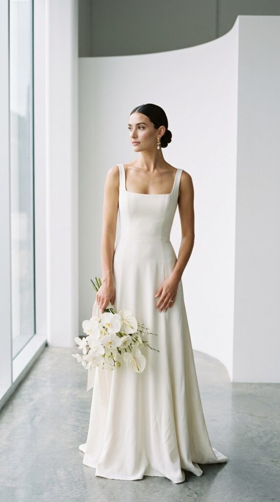 Square Neck Minimal Bridal Gown