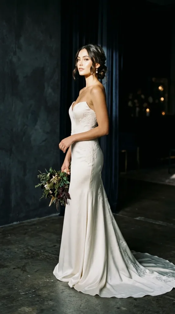 Strapless Minimal Lace Wedding Dress
