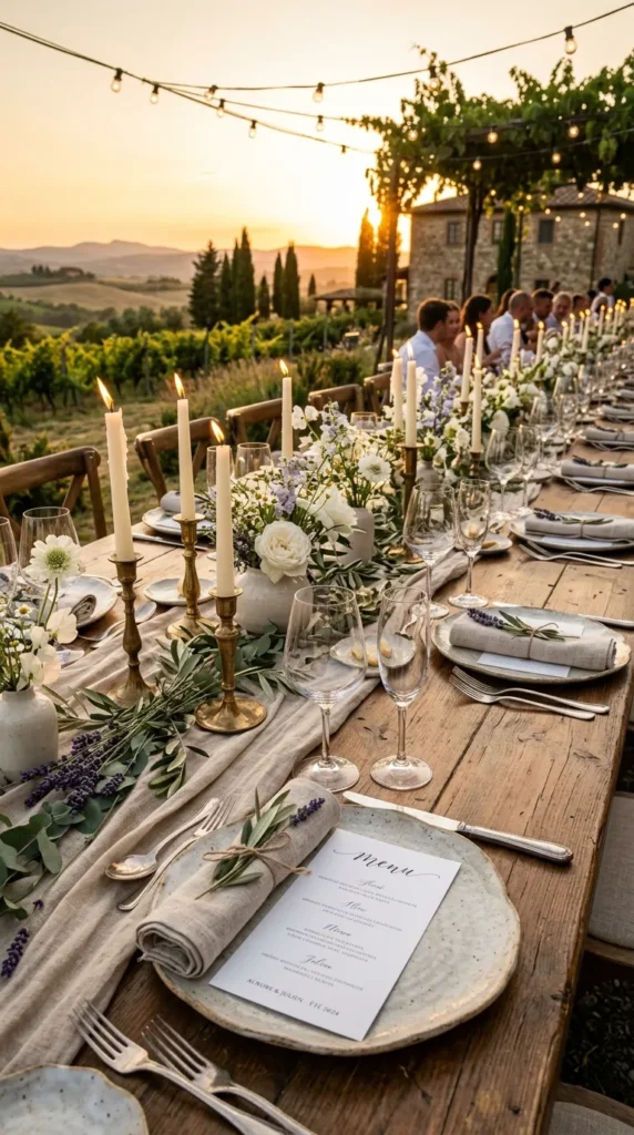 Style Long Tables with Fresh Lavender Sprigs