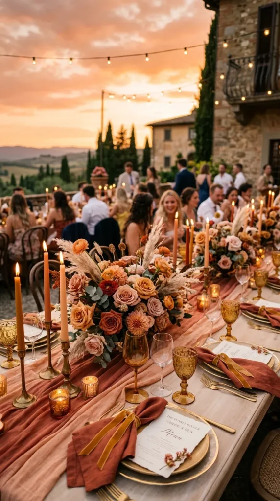 Sunset-Inspired Ombre Reception Tables