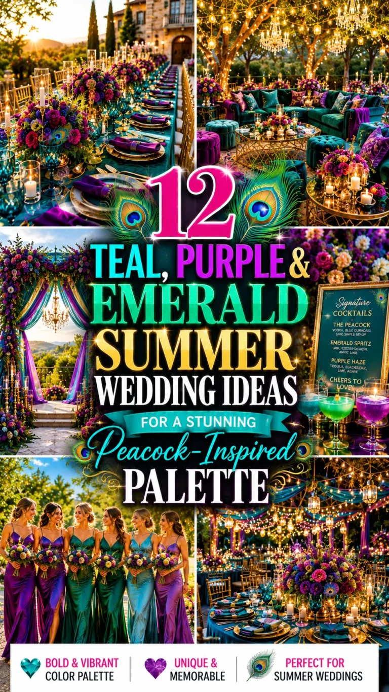 Teal, Purple & Emerald Summer Wedding Ideas for a Stunning Peacock-Inspired Palette