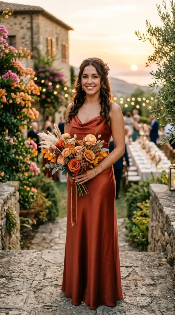 Terracotta Dresses with Warm Sunset Florals