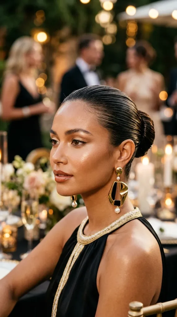 The Slicked-Back Wet Look Bun