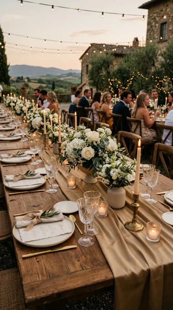 Use Gold Silk or Satin Table Runners
