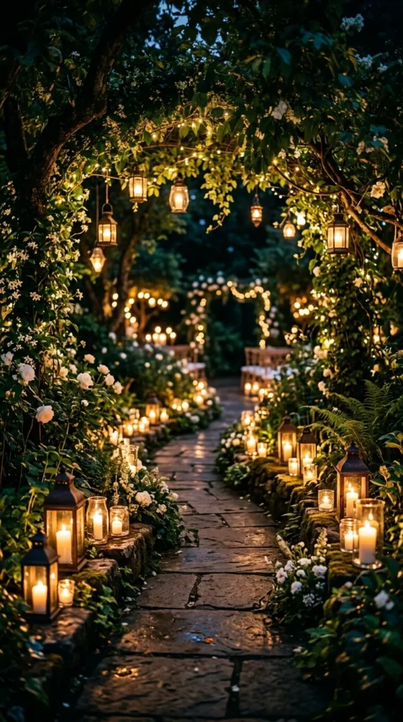 Use Greenery to Frame Candlelit Pathways