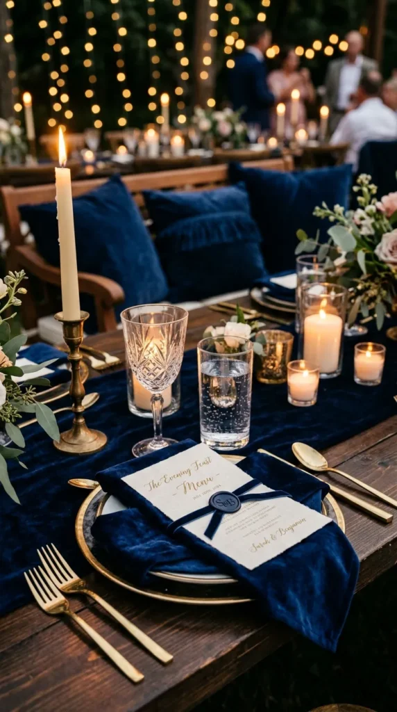 Use Navy Velvet Details for Evening Depth