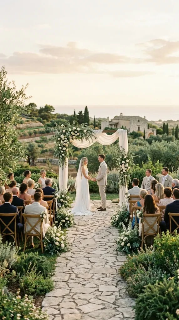 Use Olive Branches in Minimal Ceremony Arches