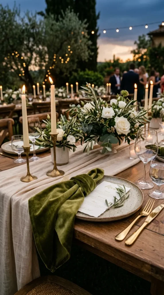 Use Olive Green Velvet Napkins for Evening Elegance