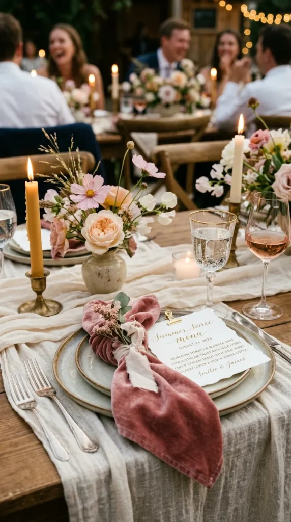 Velvet Knotted Napkins for Soft Editorial Styling