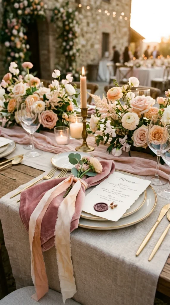 Velvet Napkins Tied with Silk Ribbon