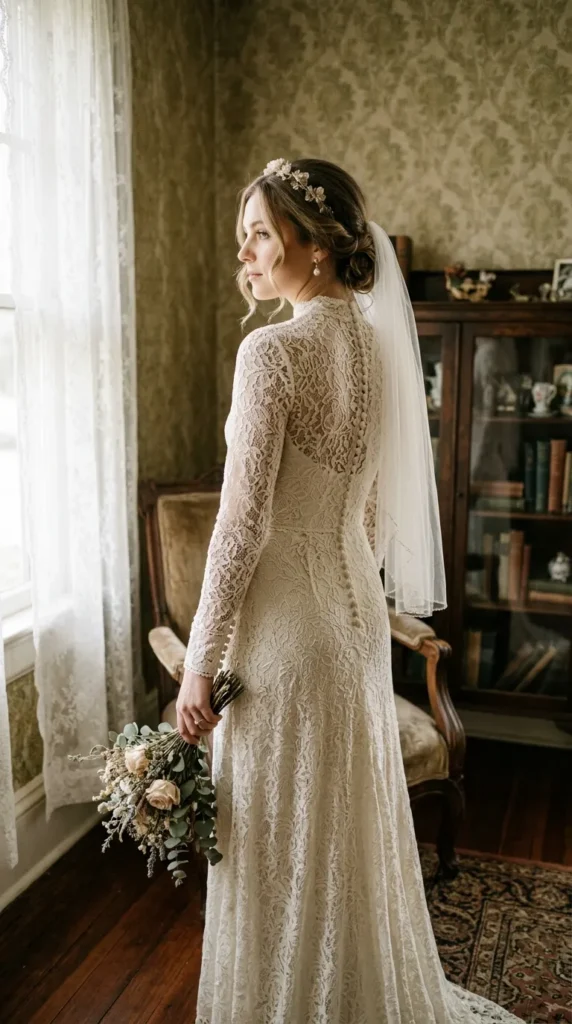 Vintage-Inspired Lace Sleeve Gown