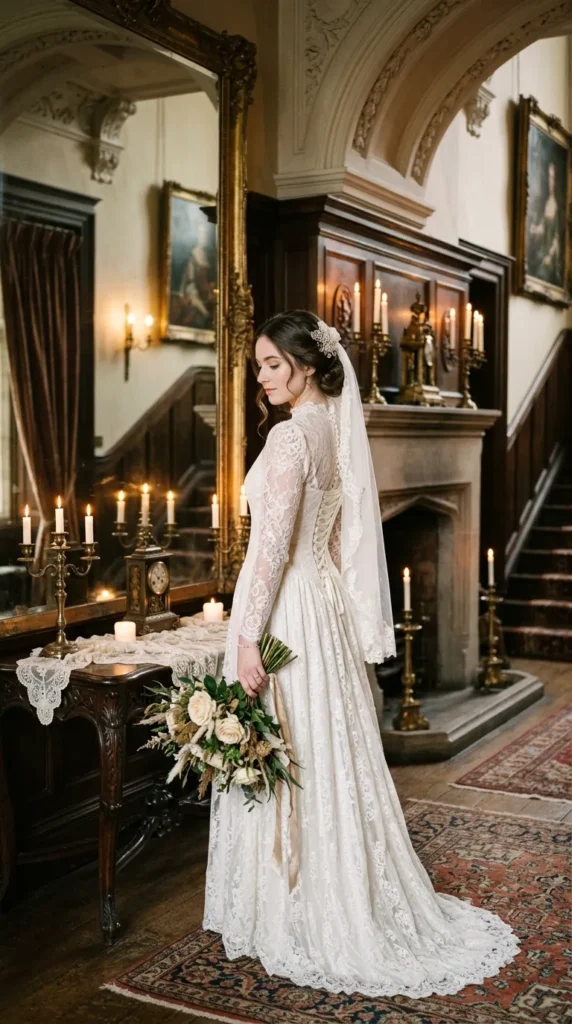 Vintage Lace-Up Corset Gown