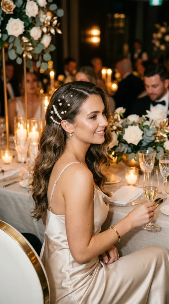 Wavy Hairstyles with Pearl Pins