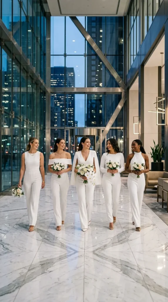 White Jumpsuits for Modern Bridesmaids