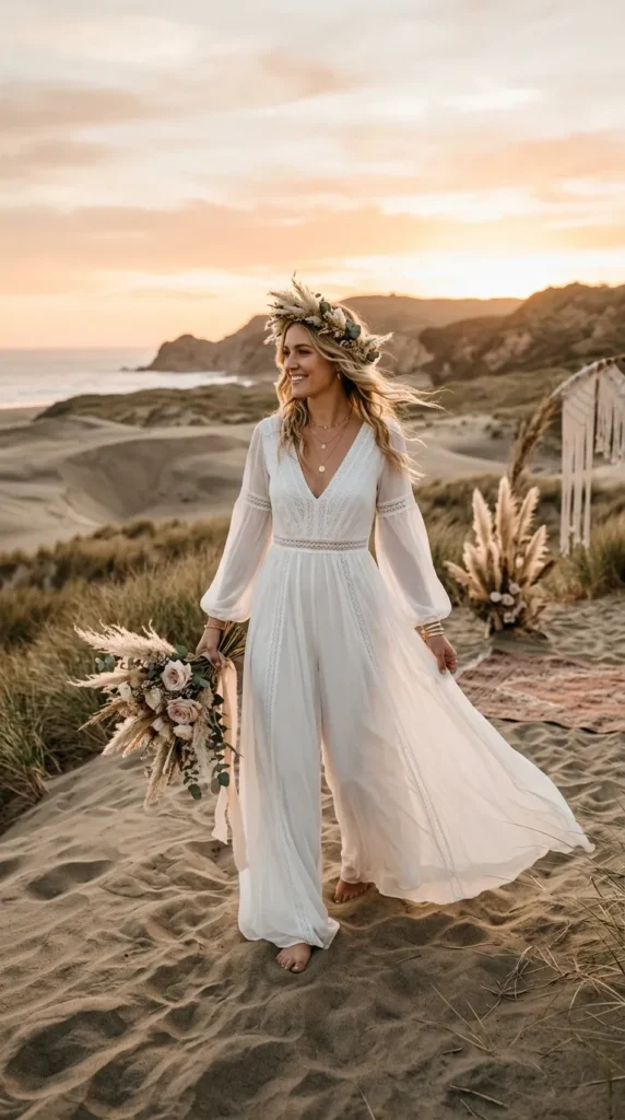 Wide-Leg Boho Bridal Jumpsuit