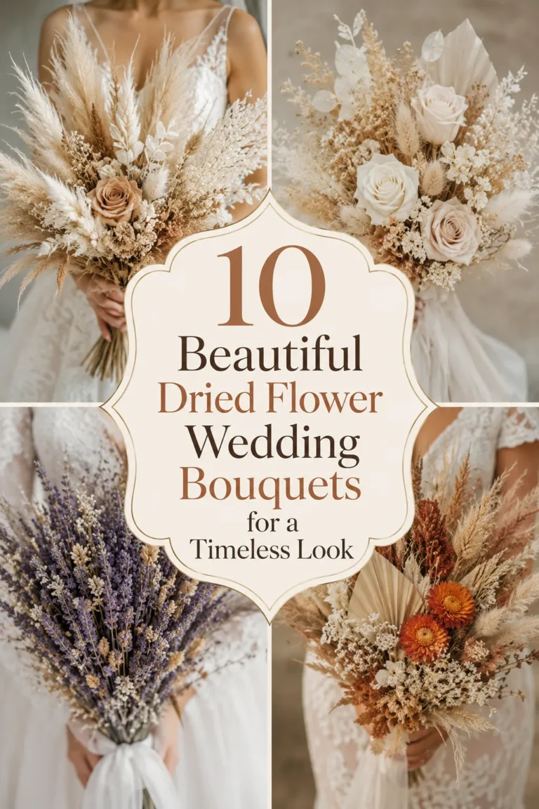 10 Beautiful Dried Flower Wedding Bouquets for a Timeless Look Ideas