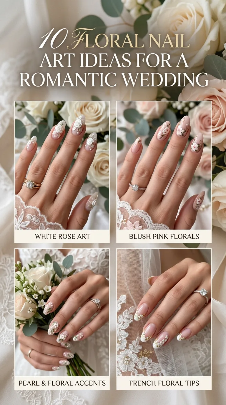 10 Floral Nail Art Ideas for a Romantic Wedding