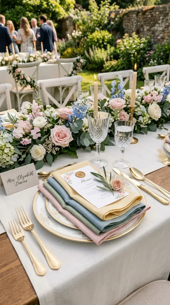 Add Linen Napkins in Soft Pastel Shades