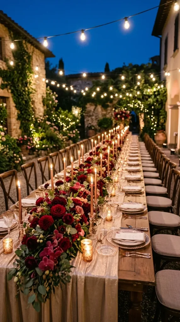 Burgundy, Rose Gold & Candlelit Champagne