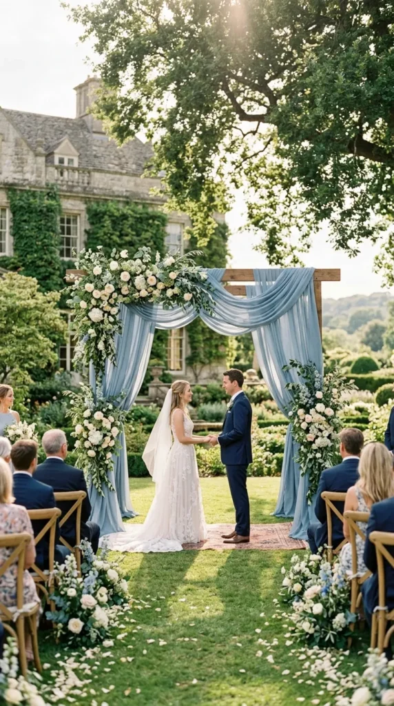 Create Romantic Dusty Blue Ceremony Draping