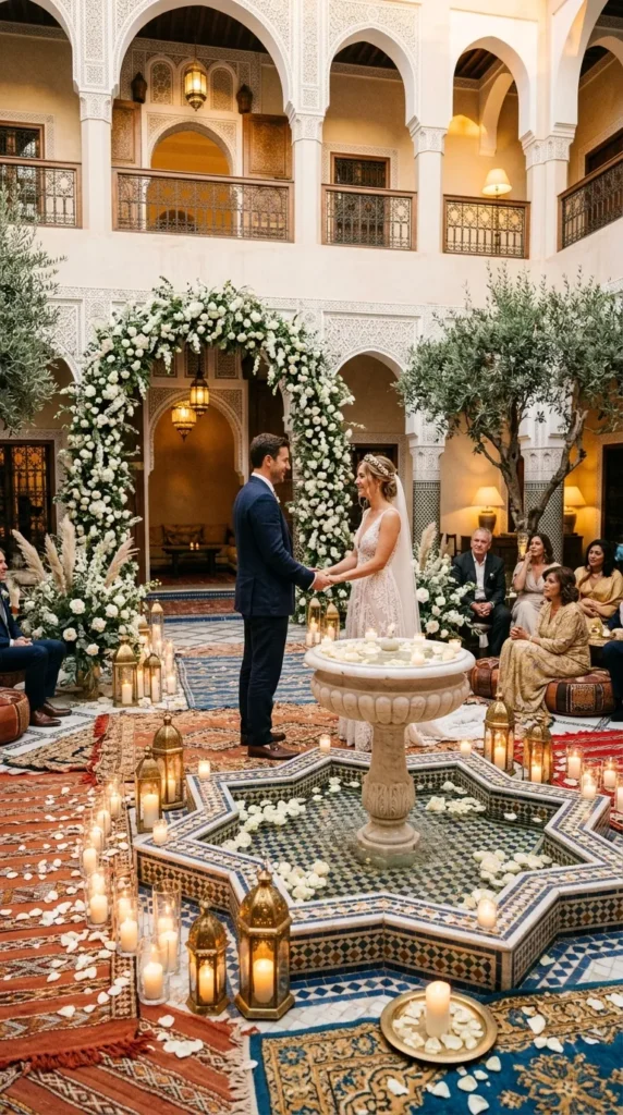 Create a Courtyard Ceremony Around a Central Fountain