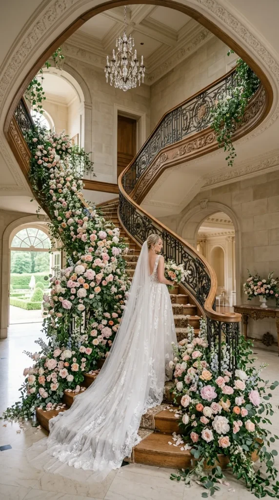 Create a Floral Staircase for Wedding Portraits