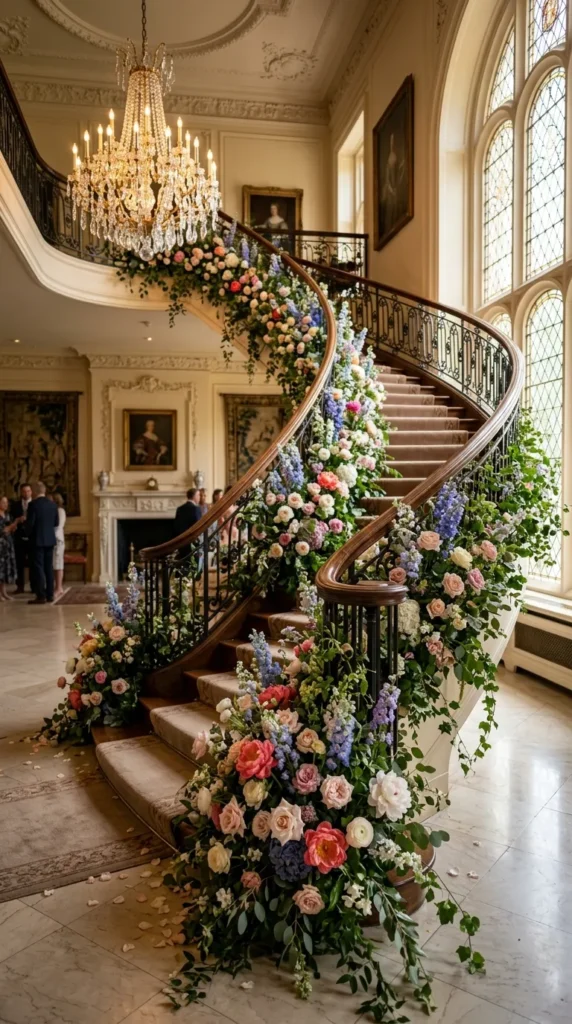 Create a Garden-Like Floral Cascade Along the Banister